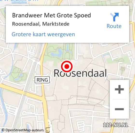 Locatie op kaart van de 112 melding: Brandweer Met Grote Spoed Naar Roosendaal, Marktstede op 17 september 2023 19:24