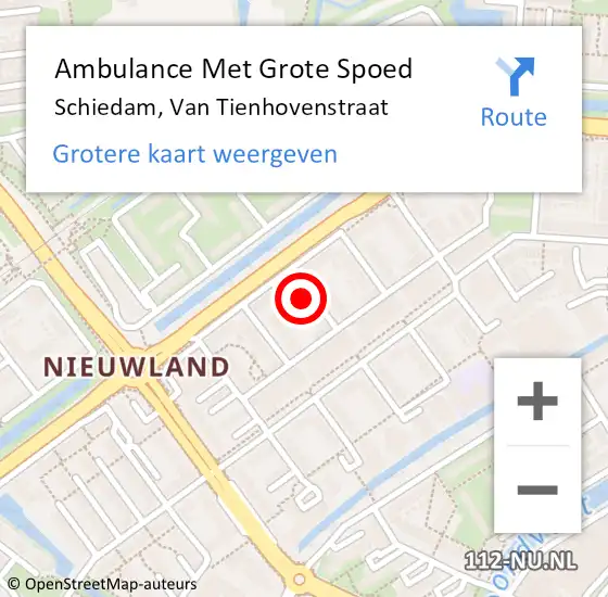 Locatie op kaart van de 112 melding: Ambulance Met Grote Spoed Naar Schiedam, Van Tienhovenstraat op 17 september 2023 22:32
