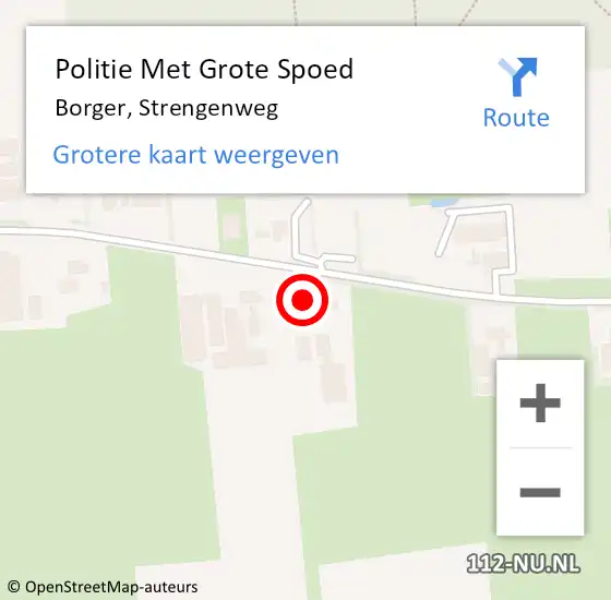Locatie op kaart van de 112 melding: Politie Met Grote Spoed Naar Borger, Strengenweg op 18 september 2023 01:20