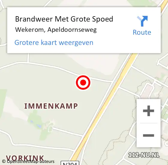 Locatie op kaart van de 112 melding: Brandweer Met Grote Spoed Naar Wekerom, Apeldoornseweg op 18 september 2023 01:40