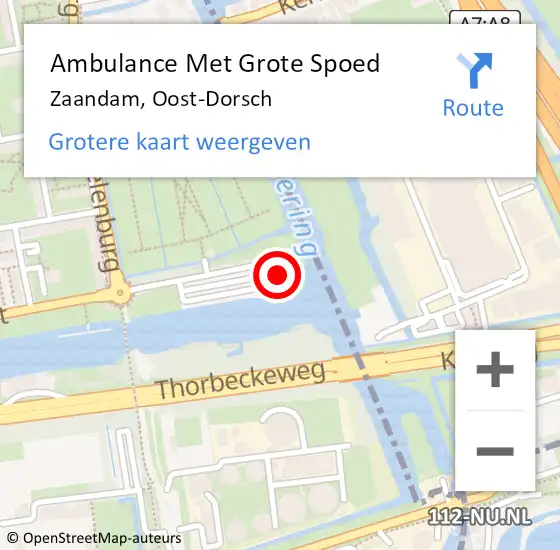 Locatie op kaart van de 112 melding: Ambulance Met Grote Spoed Naar Zaandam, Oost-Dorsch op 18 september 2023 04:10