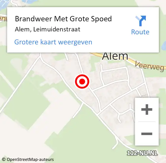 Locatie op kaart van de 112 melding: Brandweer Met Grote Spoed Naar Alem, Leimuidenstraat op 18 september 2023 05:09