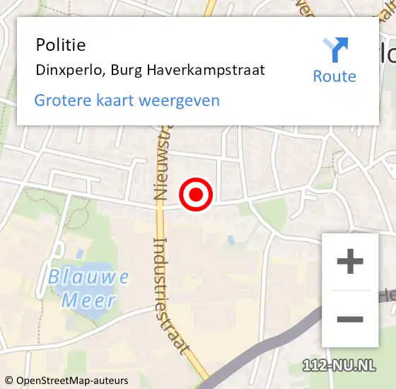 Locatie op kaart van de 112 melding: Politie Dinxperlo, Burg Haverkampstraat op 18 september 2023 07:19