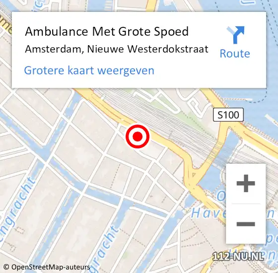 Locatie op kaart van de 112 melding: Ambulance Met Grote Spoed Naar Amsterdam, Nieuwe Westerdokstraat op 18 september 2023 08:39