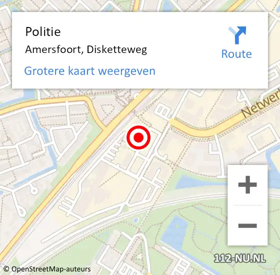 Locatie op kaart van de 112 melding: Politie Amersfoort, Disketteweg op 18 september 2023 08:41