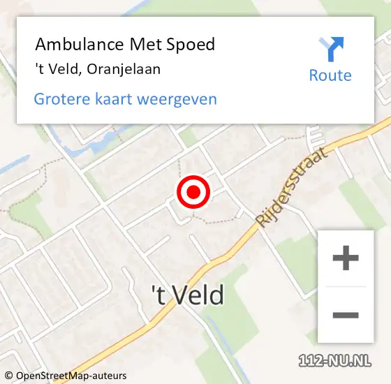 Locatie op kaart van de 112 melding: Ambulance Met Spoed Naar 't Veld, Oranjelaan op 18 september 2023 09:12