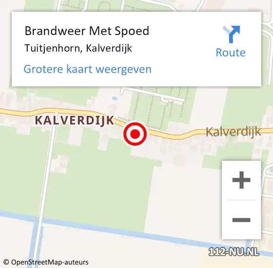 Locatie op kaart van de 112 melding: Brandweer Met Spoed Naar Tuitjenhorn, Kalverdijk op 18 september 2023 11:46