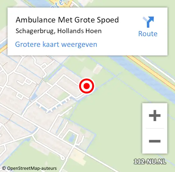 Locatie op kaart van de 112 melding: Ambulance Met Grote Spoed Naar Schagerbrug, Hollands Hoen op 18 september 2023 13:08