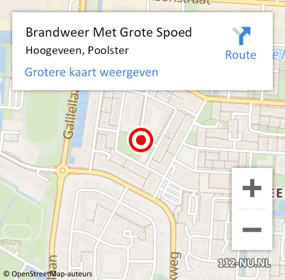 Locatie op kaart van de 112 melding: Brandweer Met Grote Spoed Naar Hoogeveen, Poolster op 18 september 2023 14:40