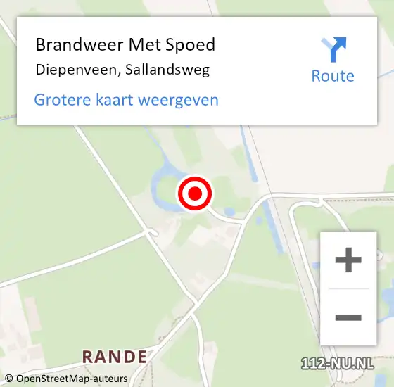 Locatie op kaart van de 112 melding: Brandweer Met Spoed Naar Diepenveen, Sallandsweg op 18 september 2023 15:33