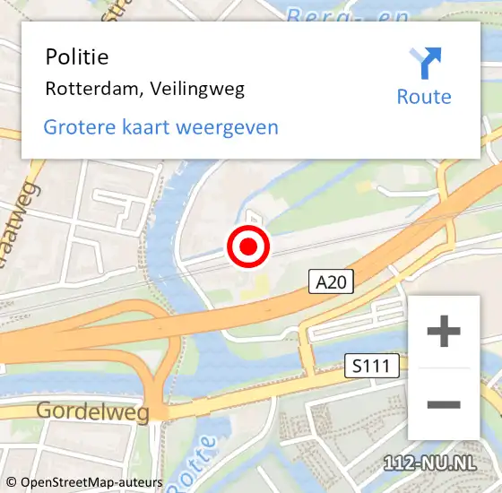 Locatie op kaart van de 112 melding: Politie Rotterdam, Veilingweg op 18 september 2023 15:34