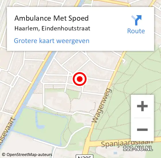 Locatie op kaart van de 112 melding: Ambulance Met Spoed Naar Haarlem, Eindenhoutstraat op 18 september 2023 16:42