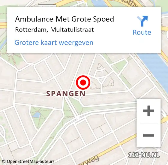 Locatie op kaart van de 112 melding: Ambulance Met Grote Spoed Naar Rotterdam, Multatulistraat op 18 september 2023 17:00