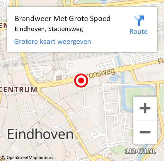 Locatie op kaart van de 112 melding: Brandweer Met Grote Spoed Naar Eindhoven, Stationsweg op 18 september 2023 17:11