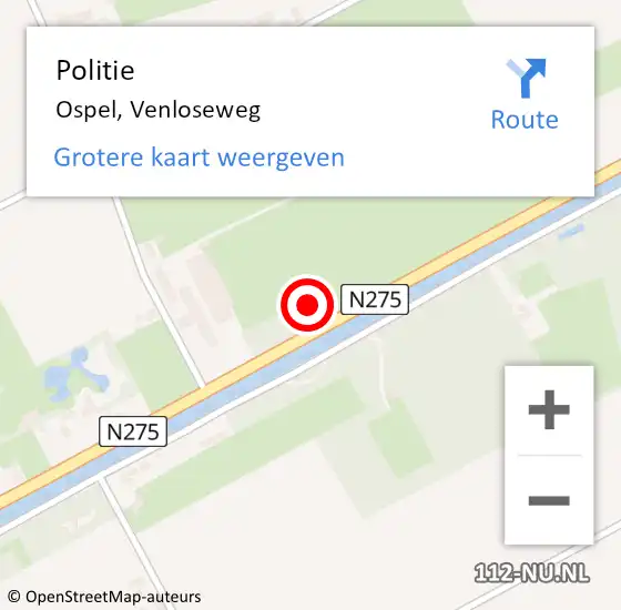 Locatie op kaart van de 112 melding: Politie Ospel, Venloseweg op 18 september 2023 17:50