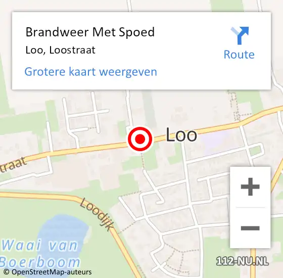 Locatie op kaart van de 112 melding: Brandweer Met Spoed Naar Loo, Loostraat op 18 september 2023 17:52