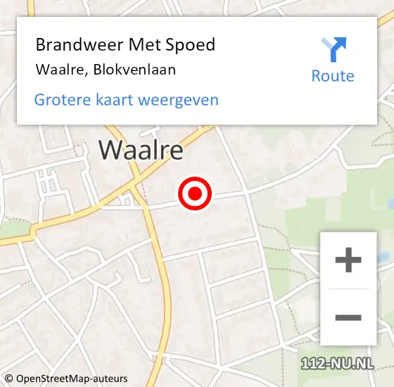 Locatie op kaart van de 112 melding: Brandweer Met Spoed Naar Waalre, Blokvenlaan op 18 september 2023 17:58