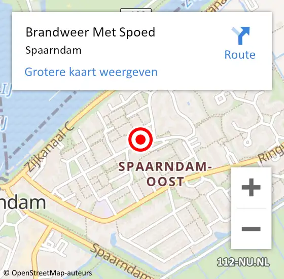 Locatie op kaart van de 112 melding: Brandweer Met Spoed Naar Spaarndam op 18 september 2023 18:08