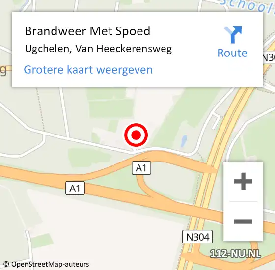 Locatie op kaart van de 112 melding: Brandweer Met Spoed Naar Ugchelen, Van Heeckerensweg op 18 september 2023 18:11