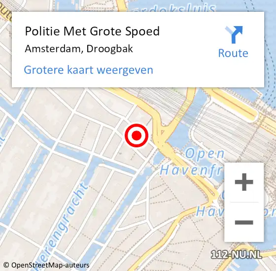 Locatie op kaart van de 112 melding: Politie Met Grote Spoed Naar Amsterdam, Droogbak op 18 september 2023 18:15