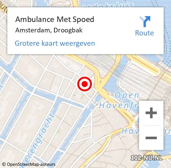 Locatie op kaart van de 112 melding: Ambulance Met Spoed Naar Amsterdam, Droogbak op 18 september 2023 18:16