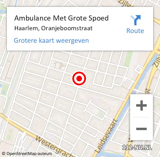 Locatie op kaart van de 112 melding: Ambulance Met Grote Spoed Naar Haarlem, Oranjeboomstraat op 18 september 2023 18:37