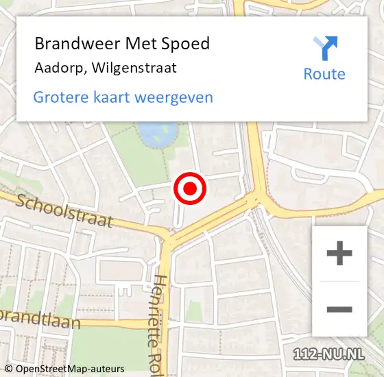 Locatie op kaart van de 112 melding: Brandweer Met Spoed Naar Aadorp, Wilgenstraat op 18 september 2023 19:41