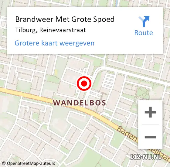 Locatie op kaart van de 112 melding: Brandweer Met Grote Spoed Naar Tilburg, Reinevaarstraat op 18 september 2023 21:17