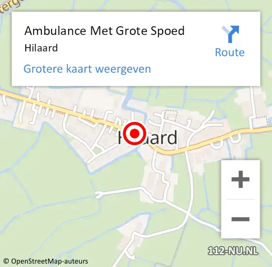 Locatie op kaart van de 112 melding: Ambulance Met Grote Spoed Naar Hilaard op 18 september 2023 23:49