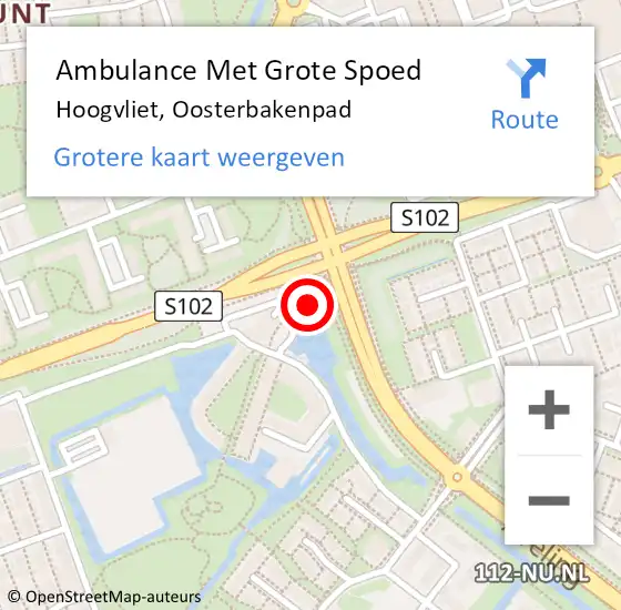 Locatie op kaart van de 112 melding: Ambulance Met Grote Spoed Naar Hoogvliet, Oosterbakenpad op 19 september 2023 00:00