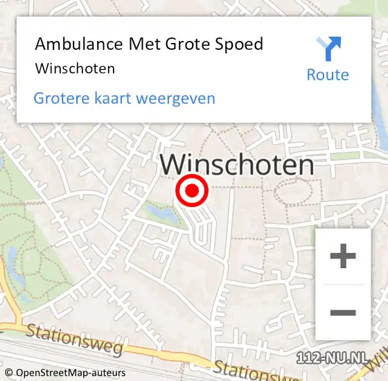 Locatie op kaart van de 112 melding: Ambulance Met Grote Spoed Naar Winschoten op 19 september 2023 02:14