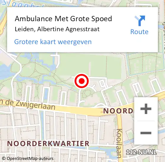 Locatie op kaart van de 112 melding: Ambulance Met Grote Spoed Naar Leiden, Albertine Agnesstraat op 19 september 2023 09:30
