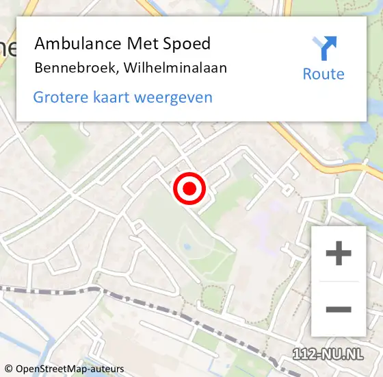 Locatie op kaart van de 112 melding: Ambulance Met Spoed Naar Bennebroek, Wilhelminalaan op 19 september 2023 11:58