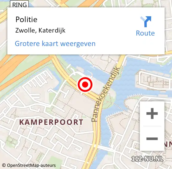 Locatie op kaart van de 112 melding: Politie Zwolle, Katerdijk op 19 september 2023 12:39