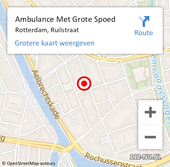 Locatie op kaart van de 112 melding: Ambulance Met Grote Spoed Naar Rotterdam, Ruilstraat op 19 september 2023 12:49