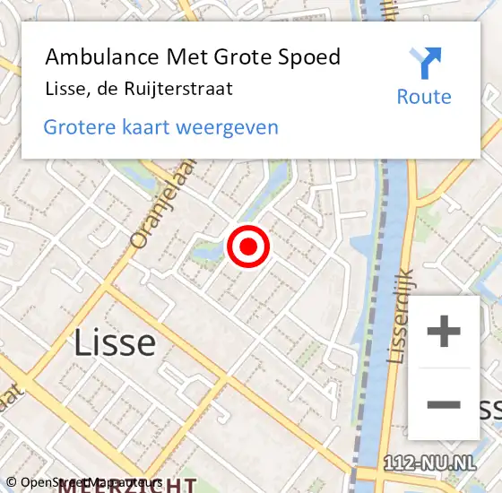 Locatie op kaart van de 112 melding: Ambulance Met Grote Spoed Naar Lisse, de Ruijterstraat op 19 september 2023 13:04