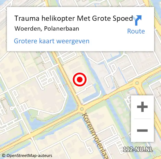 Locatie op kaart van de 112 melding: Trauma helikopter Met Grote Spoed Naar Woerden, Polanerbaan op 19 september 2023 13:16