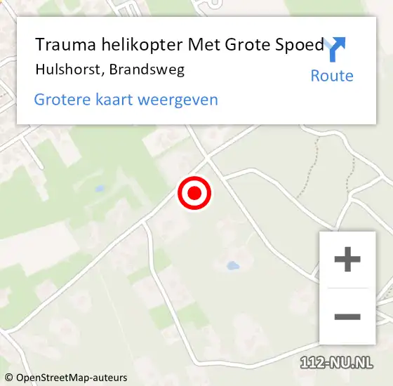 Locatie op kaart van de 112 melding: Trauma helikopter Met Grote Spoed Naar Hulshorst, Brandsweg op 19 september 2023 13:57