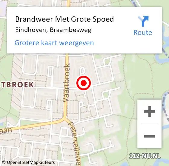 Locatie op kaart van de 112 melding: Brandweer Met Grote Spoed Naar Eindhoven, Braambesweg op 19 september 2023 14:21