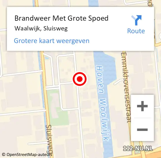 Locatie op kaart van de 112 melding: Brandweer Met Grote Spoed Naar Waalwijk, Sluisweg op 19 september 2023 14:21
