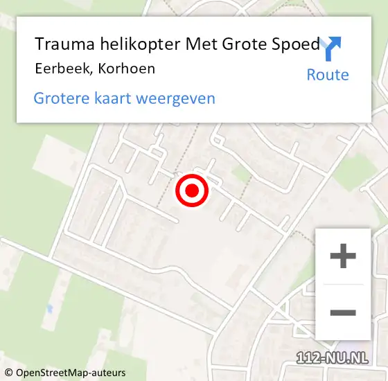 Locatie op kaart van de 112 melding: Trauma helikopter Met Grote Spoed Naar Eerbeek, Korhoen op 19 september 2023 14:27
