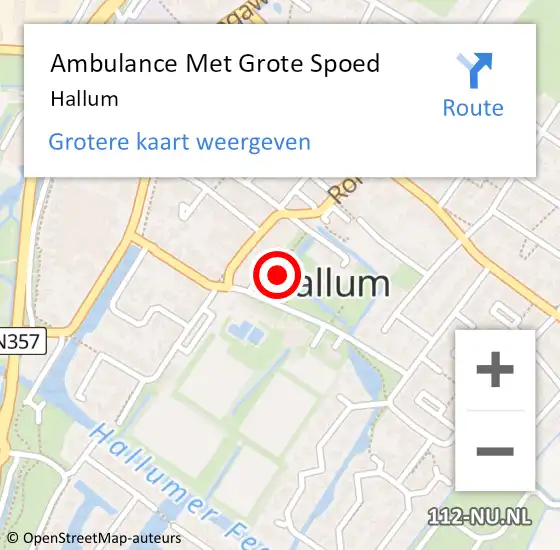 Locatie op kaart van de 112 melding: Ambulance Met Grote Spoed Naar Hallum op 19 september 2023 15:30