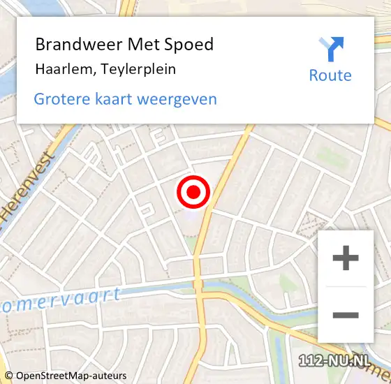 Locatie op kaart van de 112 melding: Brandweer Met Spoed Naar Haarlem, Teylerplein op 19 september 2023 16:55