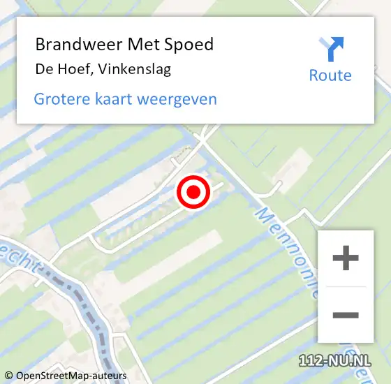 Locatie op kaart van de 112 melding: Brandweer Met Spoed Naar De Hoef, Vinkenslag op 14 oktober 2013 00:14