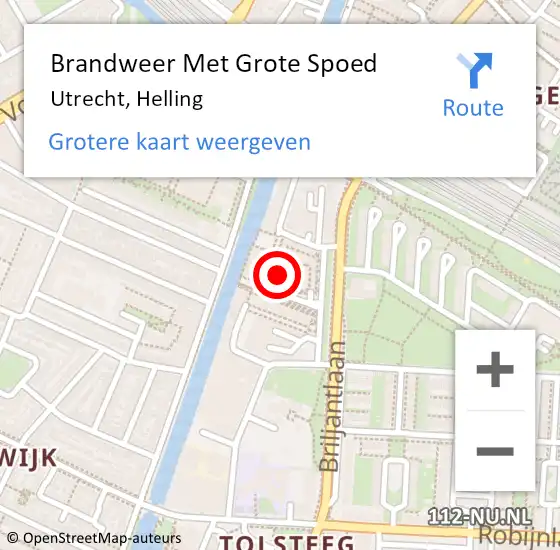 Locatie op kaart van de 112 melding: Brandweer Met Grote Spoed Naar Utrecht, Helling op 19 september 2023 18:09