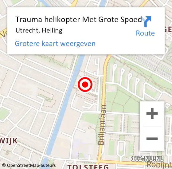 Locatie op kaart van de 112 melding: Trauma helikopter Met Grote Spoed Naar Utrecht, Helling op 19 september 2023 18:10
