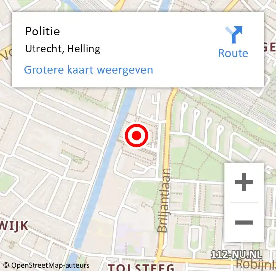 Locatie op kaart van de 112 melding: Politie Utrecht, Helling op 19 september 2023 19:17