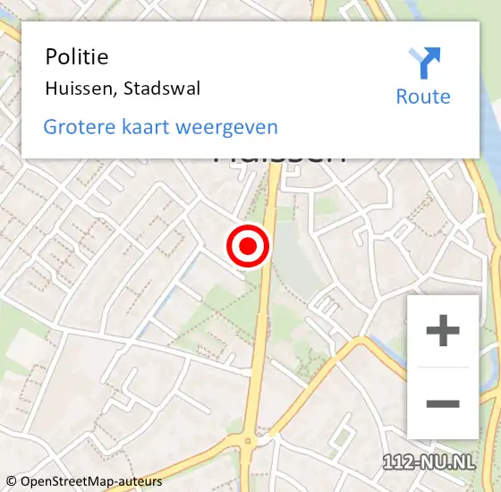 Locatie op kaart van de 112 melding: Politie Huissen, Stadswal op 19 september 2023 19:19