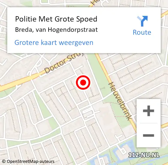 Locatie op kaart van de 112 melding: Politie Met Grote Spoed Naar Breda, van Hogendorpstraat op 19 september 2023 19:53