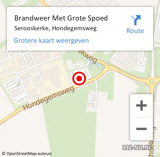Locatie op kaart van de 112 melding: Brandweer Met Grote Spoed Naar Serooskerke, Hondegemsweg op 19 september 2023 20:45